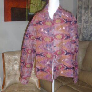 Chico’s Design Silk Embroidered Boho Top | Size 2 (L) | Made in India